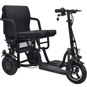 Triciclo eléctrico plegable de movilidad de 48 V y 700 W con motor dual de litio, color negro