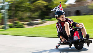 kid riding Razor Crazy Cart DLX electric go cart
